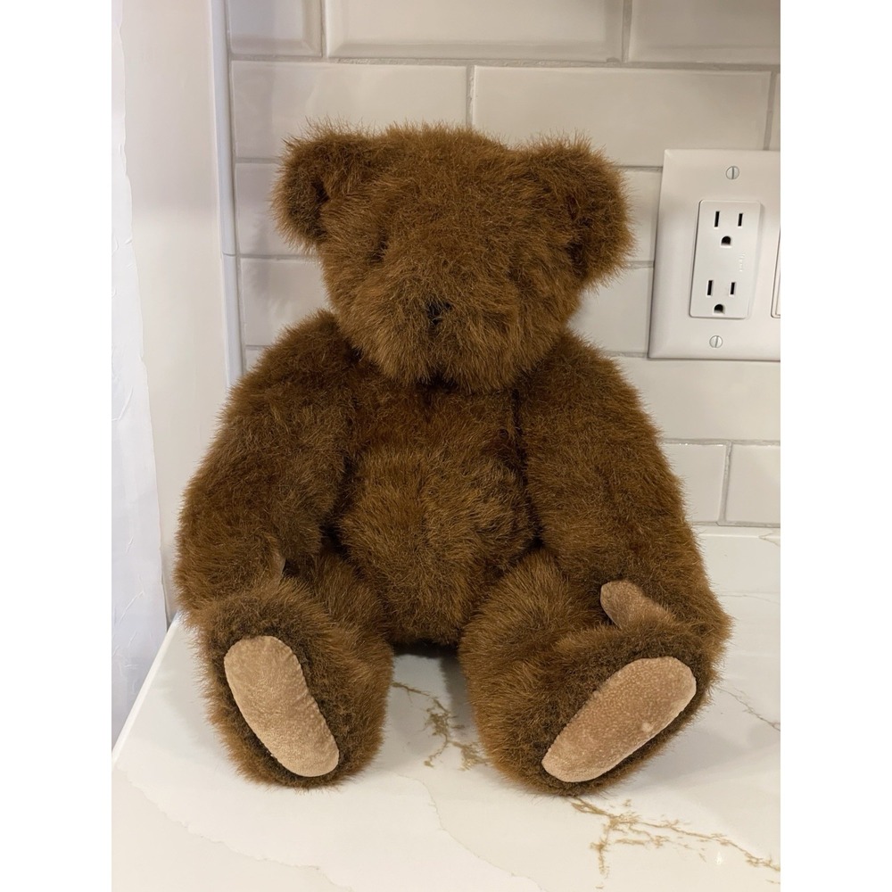 Vintage The Vermont Teddy‎ Bear Company Jointed Fuzzy Brown Plush 16" 1994 USA